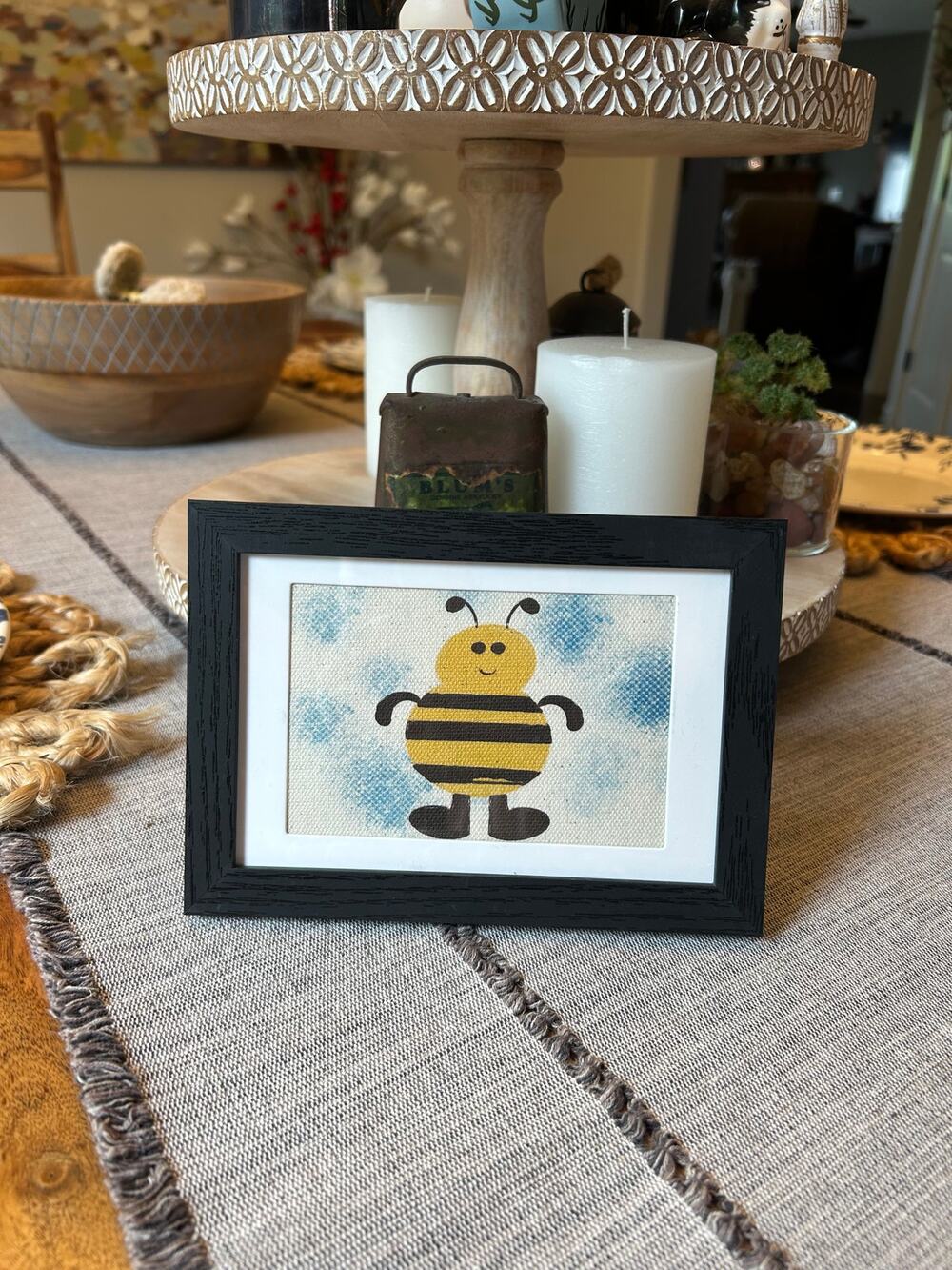 Bumblebee Art Bee Lover Mini Picture Frame Original Honey Desk Wall Art Decor